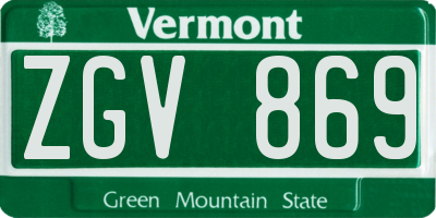 VT license plate ZGV869