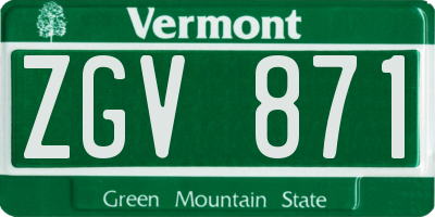 VT license plate ZGV871