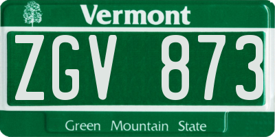VT license plate ZGV873