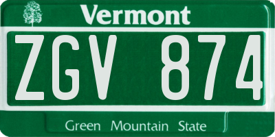 VT license plate ZGV874