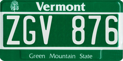 VT license plate ZGV876