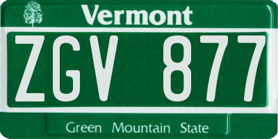 VT license plate ZGV877