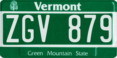 VT license plate ZGV879