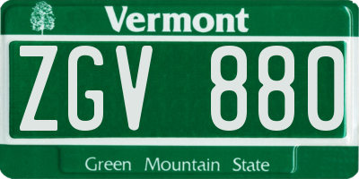 VT license plate ZGV880