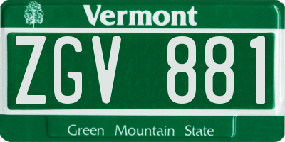 VT license plate ZGV881