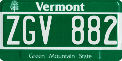 VT license plate ZGV882