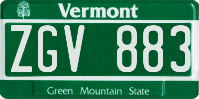 VT license plate ZGV883