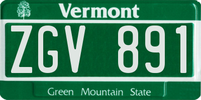 VT license plate ZGV891
