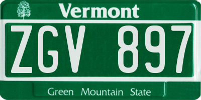 VT license plate ZGV897
