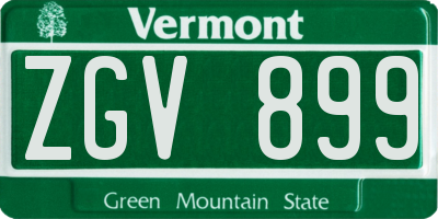 VT license plate ZGV899