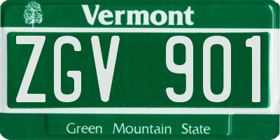 VT license plate ZGV901