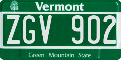 VT license plate ZGV902