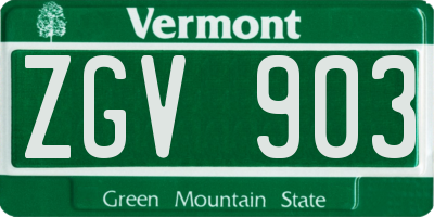 VT license plate ZGV903