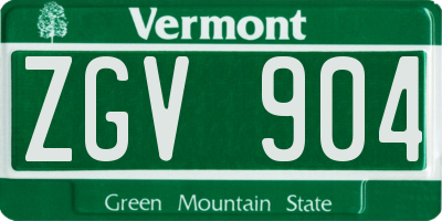 VT license plate ZGV904