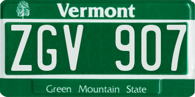 VT license plate ZGV907