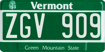 VT license plate ZGV909