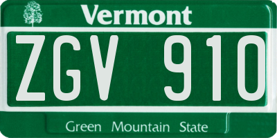 VT license plate ZGV910