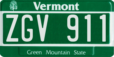 VT license plate ZGV911