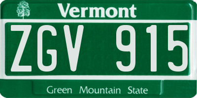 VT license plate ZGV915