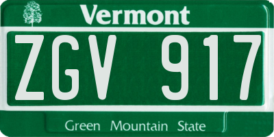 VT license plate ZGV917