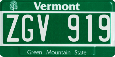VT license plate ZGV919