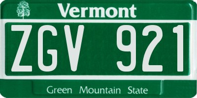 VT license plate ZGV921
