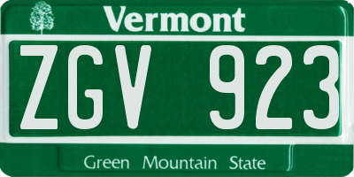 VT license plate ZGV923