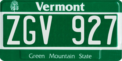 VT license plate ZGV927