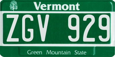 VT license plate ZGV929