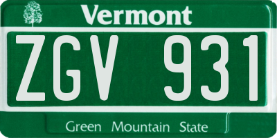 VT license plate ZGV931