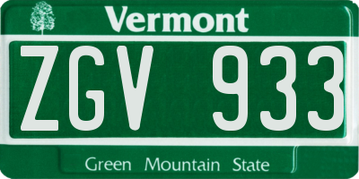 VT license plate ZGV933