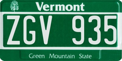 VT license plate ZGV935