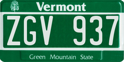 VT license plate ZGV937
