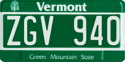 VT license plate ZGV940