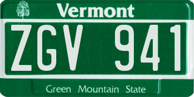 VT license plate ZGV941
