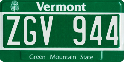 VT license plate ZGV944