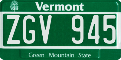 VT license plate ZGV945