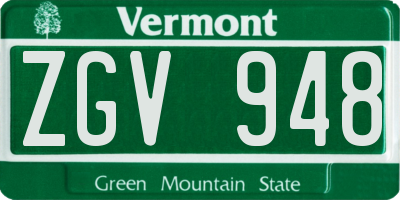 VT license plate ZGV948