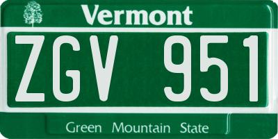 VT license plate ZGV951