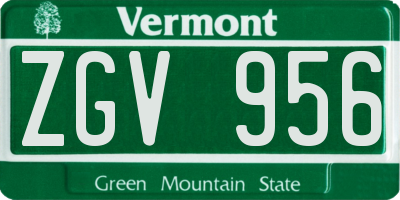 VT license plate ZGV956