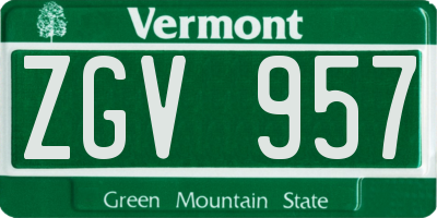 VT license plate ZGV957
