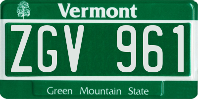 VT license plate ZGV961