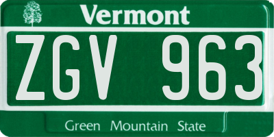 VT license plate ZGV963