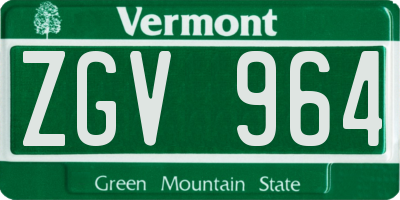 VT license plate ZGV964