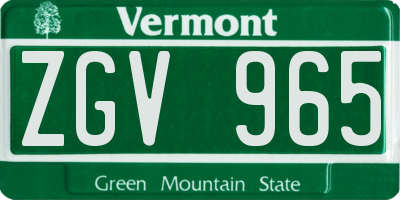 VT license plate ZGV965