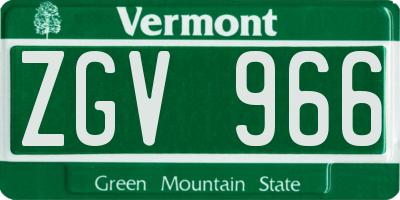 VT license plate ZGV966
