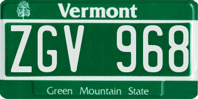 VT license plate ZGV968