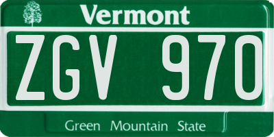 VT license plate ZGV970
