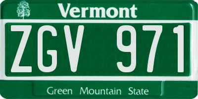 VT license plate ZGV971