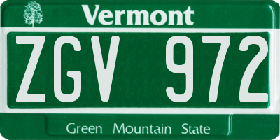 VT license plate ZGV972